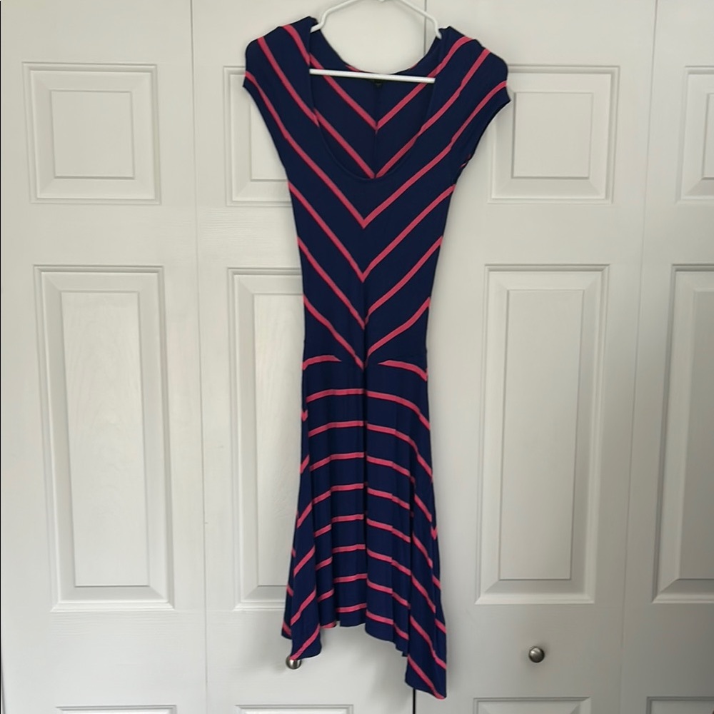 Felicity & Coco Blue Pink Fit and Flare V-neck Dress